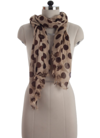 Elsa Cream with Brown Polka Dots Fashion Scarf